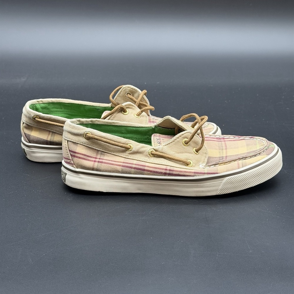 Sperry Top Sider Women's Size 8M Plaid Lace Up Comfort Loafers Casual Shoes